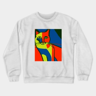 Colorful Minimalist Abstract Cat Crewneck Sweatshirt